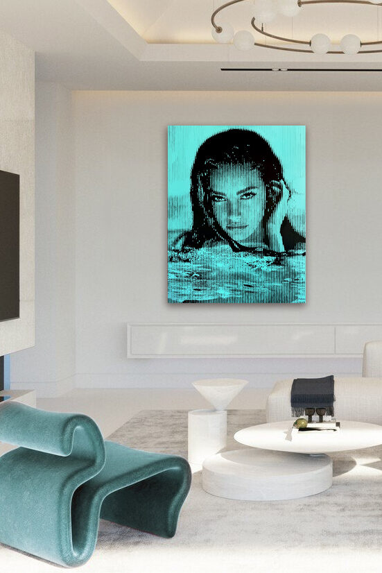 Montana-Engels-stripes-painting-portrait-Laguna-turquoise-blue-watergaze