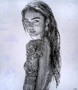 Montana-Engels-stripes-epiphany-painting-portrait-Phoenix-purple-background-sketchs-rebirth-WEB