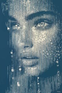 Montana-Engels-stripes-painting-portrait-esperanza-drip-petrol-blue-WEB