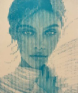 Montana-Engels-stripes-painting-portrait-sarakiniko-beige-turquoise-milos-WEB