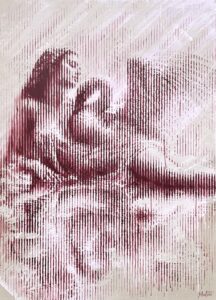 Leda-and-the-swan-contemporary-renaissance-stripes-painting-WEB